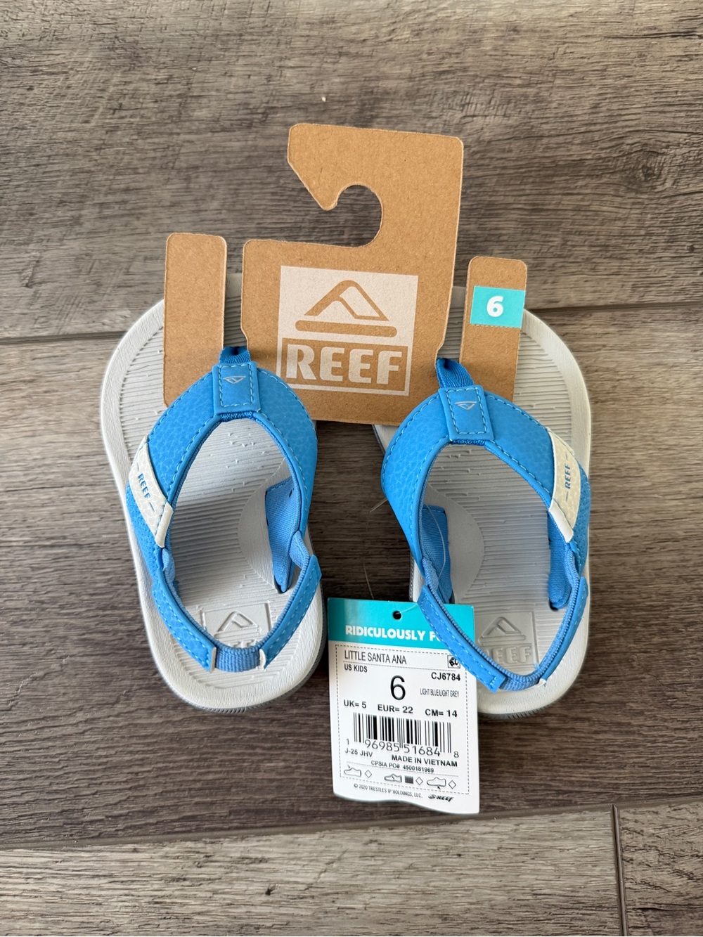 Reef Kids Little Santa Ana Blue & White Flip Flop Sandals